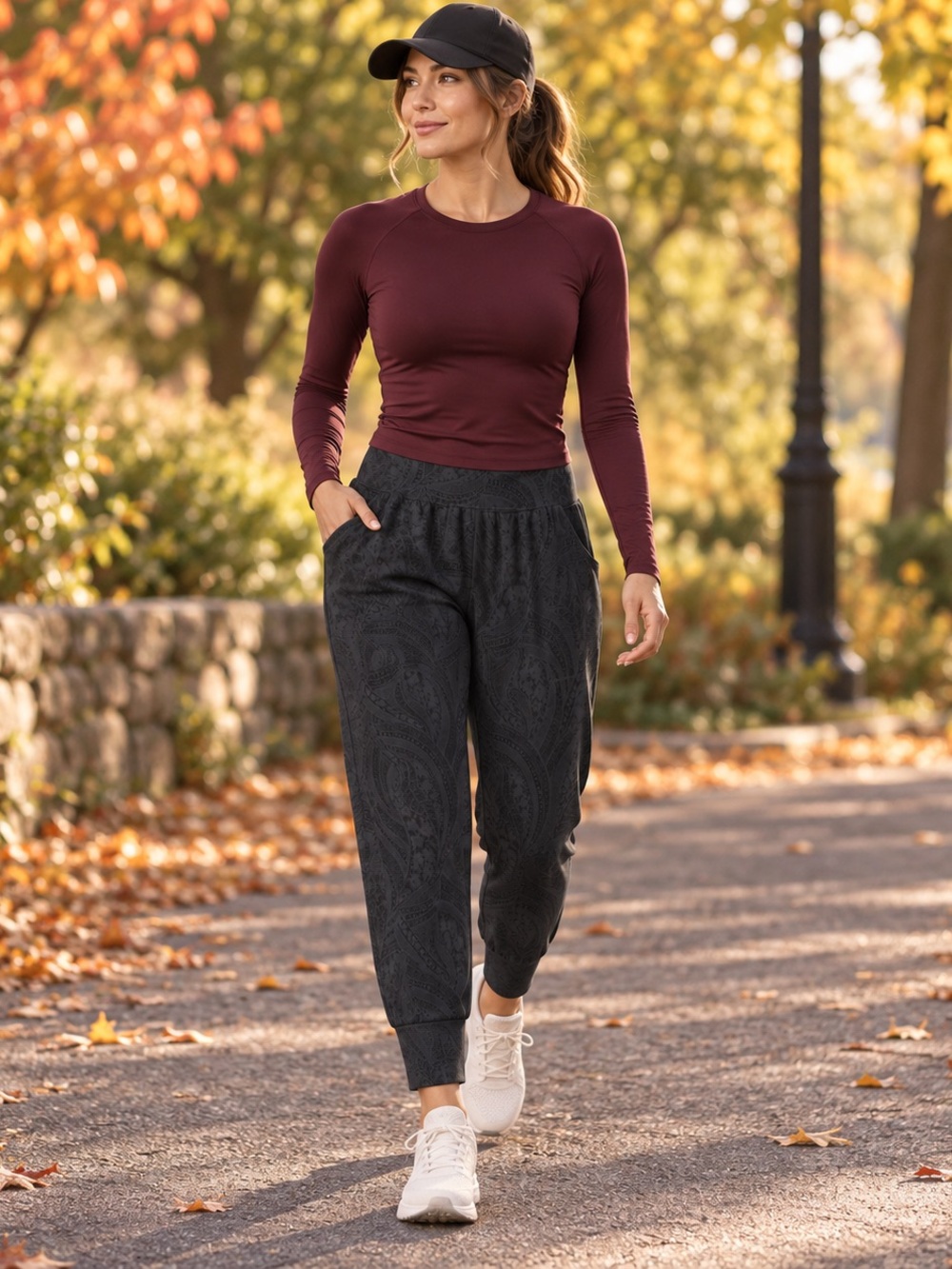 Old Navy Dark Navy Paisley Jogger Jumpsuit Pants